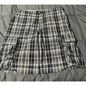Tommy Hilfiger Windowpane Plaid 100% Cotton Cargo Shorts Men's Size 38